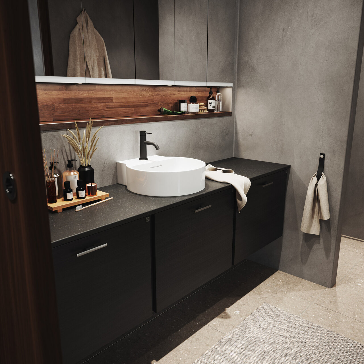 Baderomsinspirasjon Bright Eik Svart