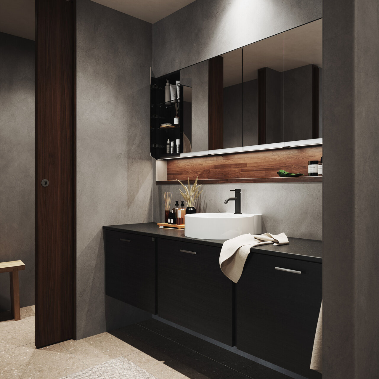 Baderomsinspirasjon Bright Eik Svart Baderomsinspirasjon Bright Eik Svart