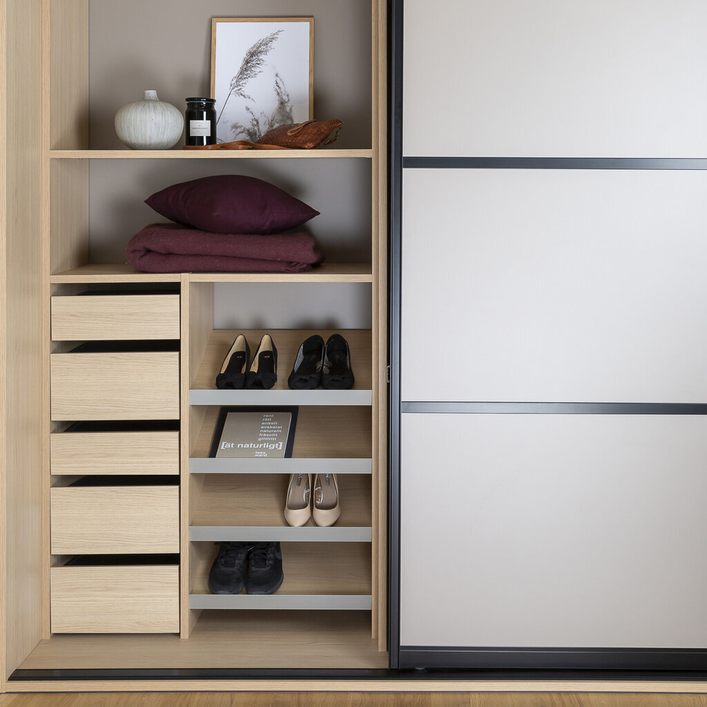 Garderobeinnredning skuffe lav høy skohylle Garderobeinnredning skuffe lav høy skohylle