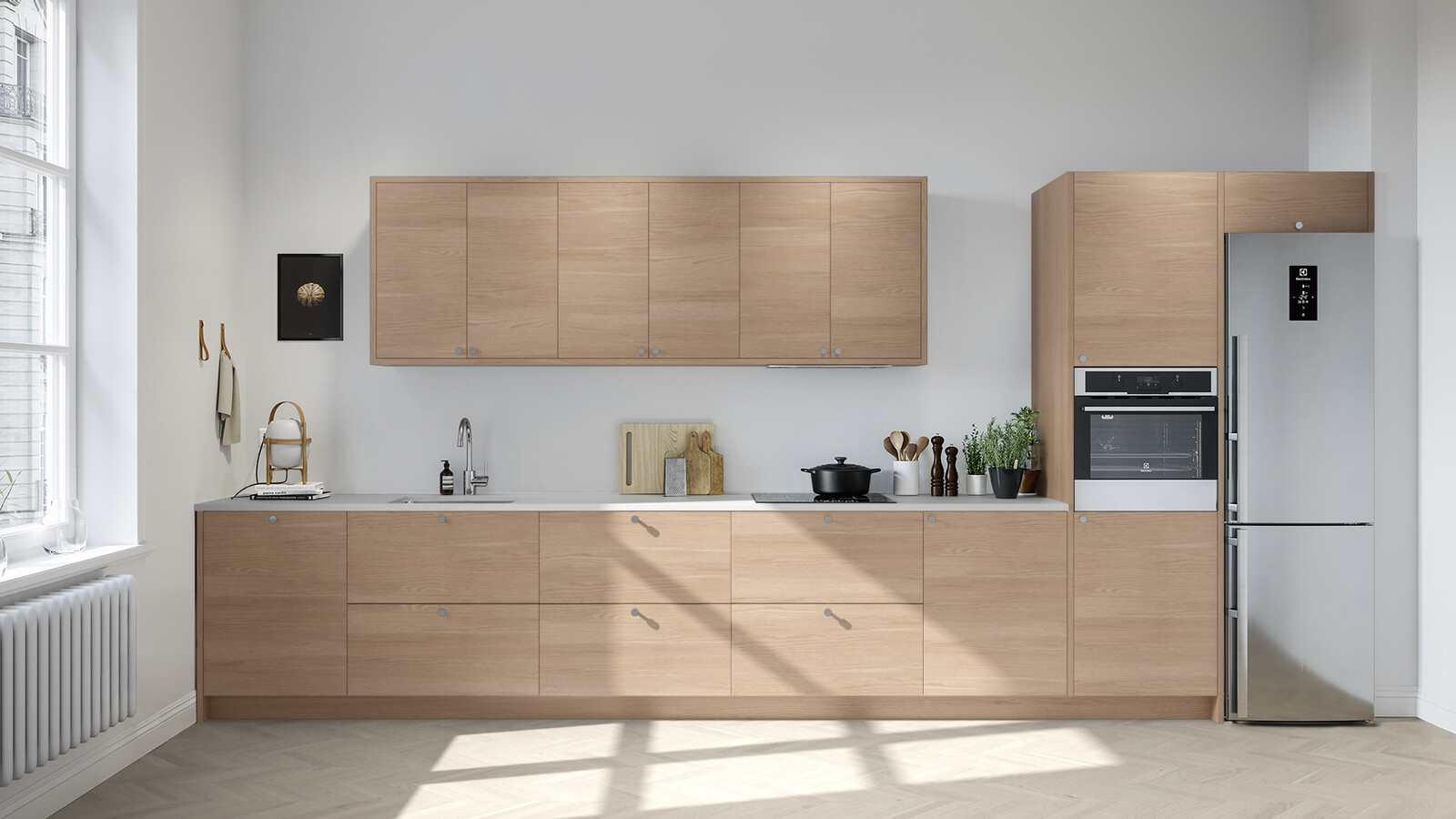 Bistro eik hvitpigmentert rett kjøkken Bistro eik hvitpigmentert rett kjøkken