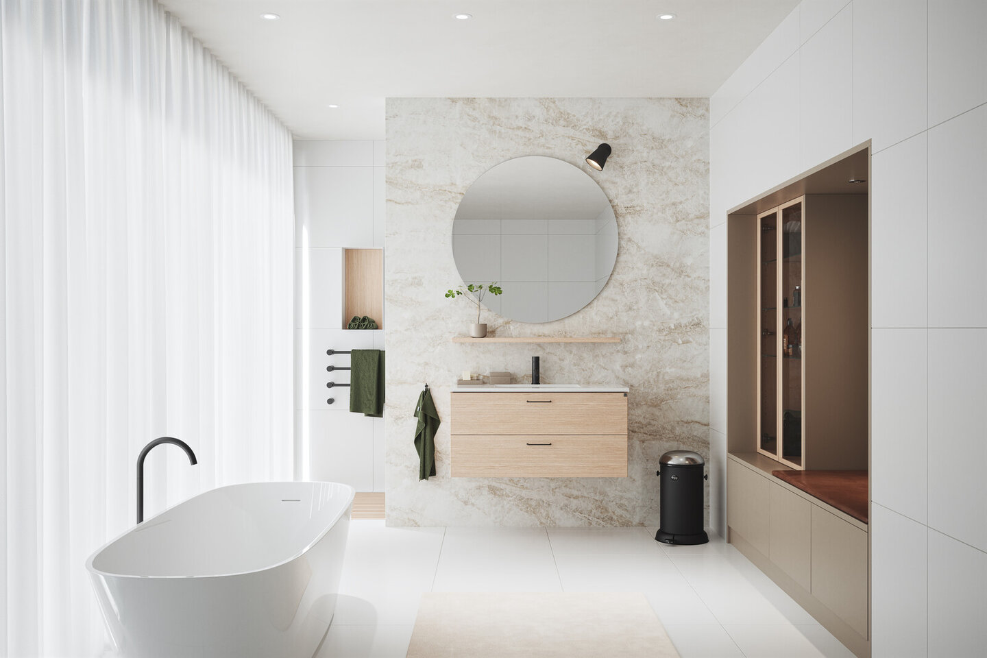 Baderomsinspirasjon Bright eik hvitpigmentert Baderomsinspirasjon Bright eik hvitpigmentert