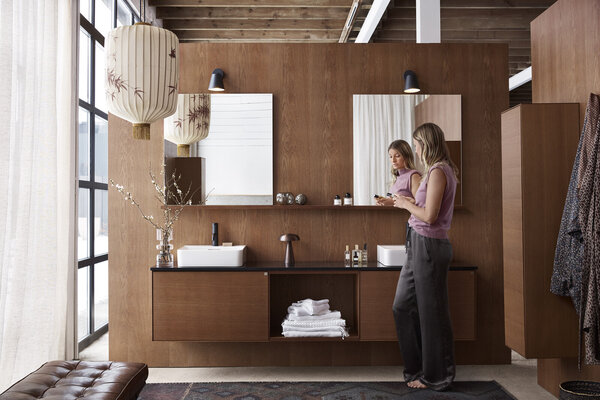 Baderomsinspirasjon Vanity eik beis lysebrun