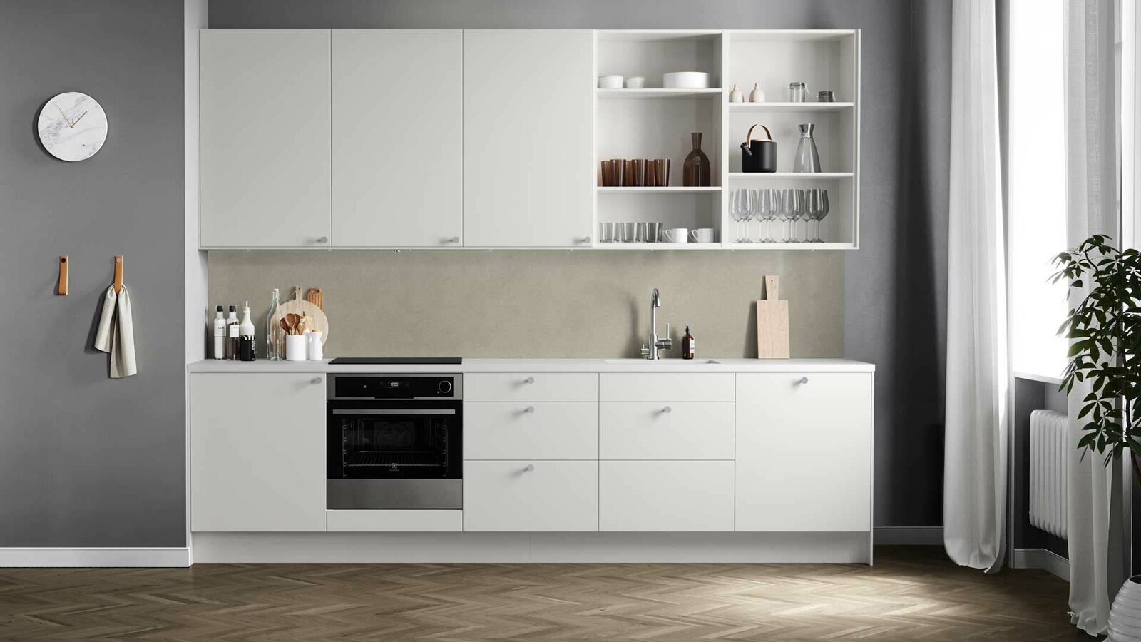 Harmoni hvit rettveggskjøkken