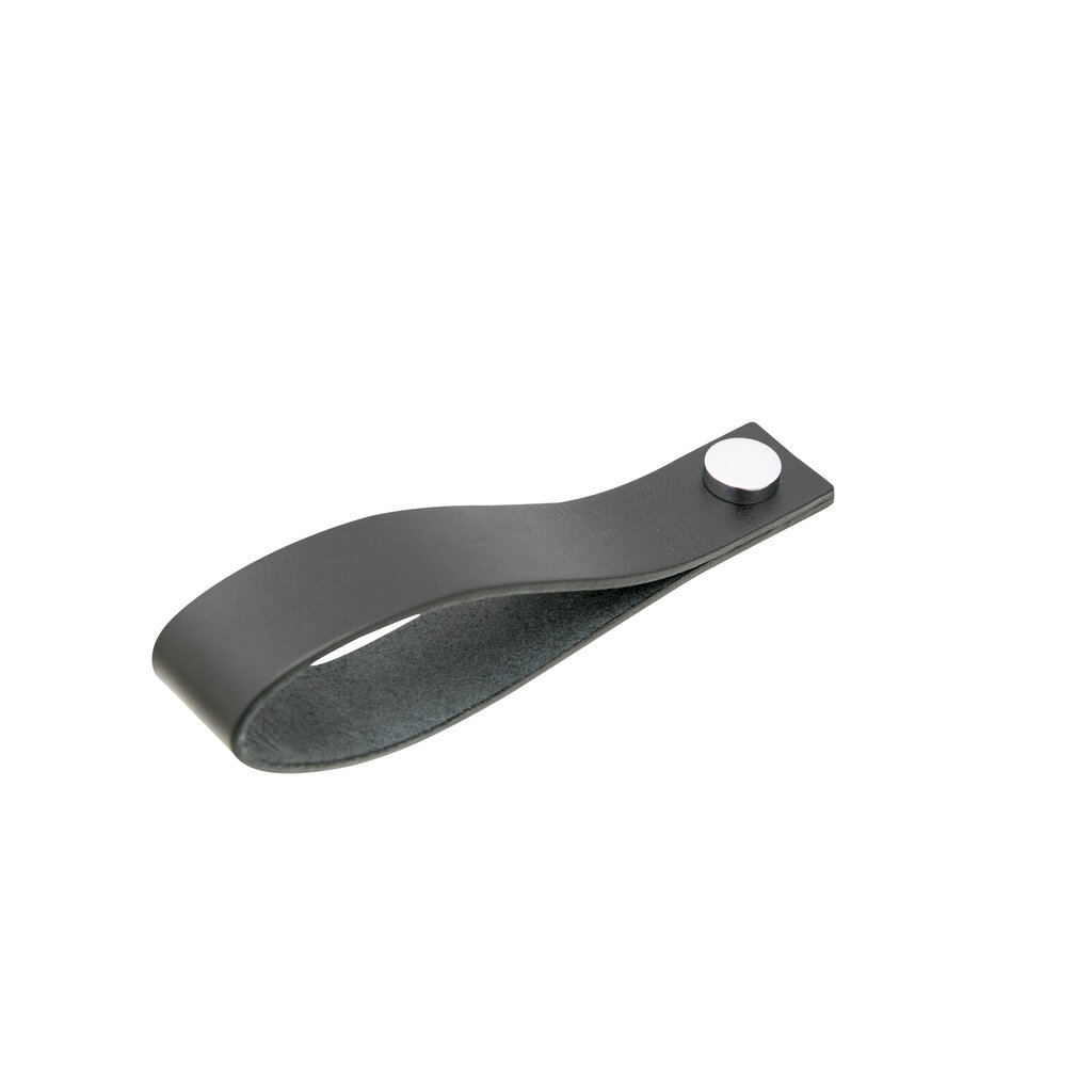 Håndklehenger lær svart krom handhlsk