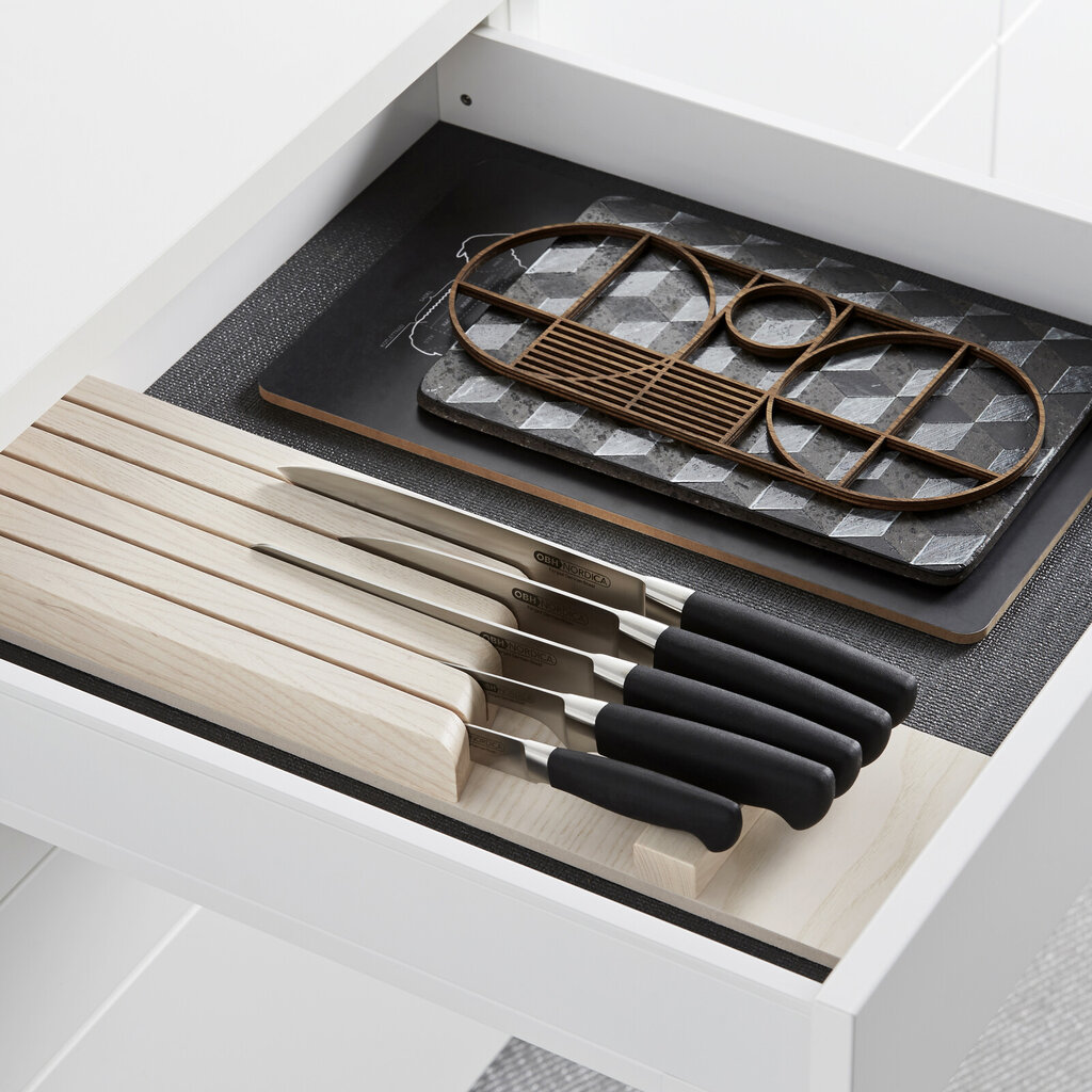 Innsats tre, kniv, hvit skuffe 60