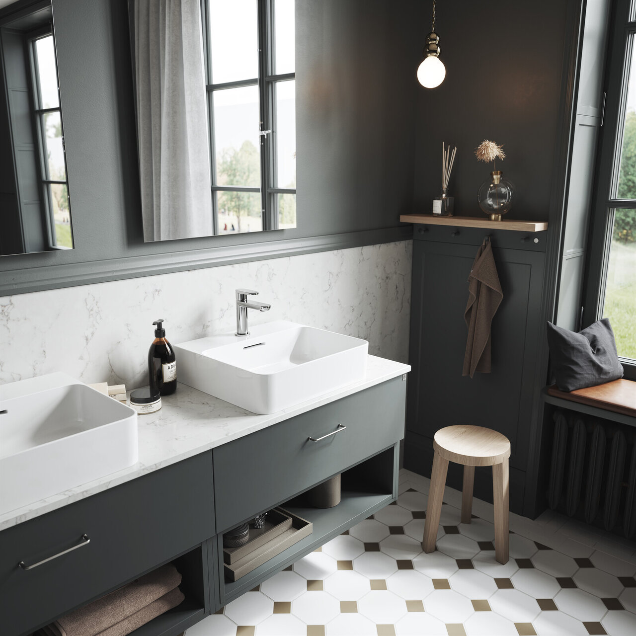 Baderomsinspirasjon Bright grønngrå Baderomsinspirasjon Bright grønngrå