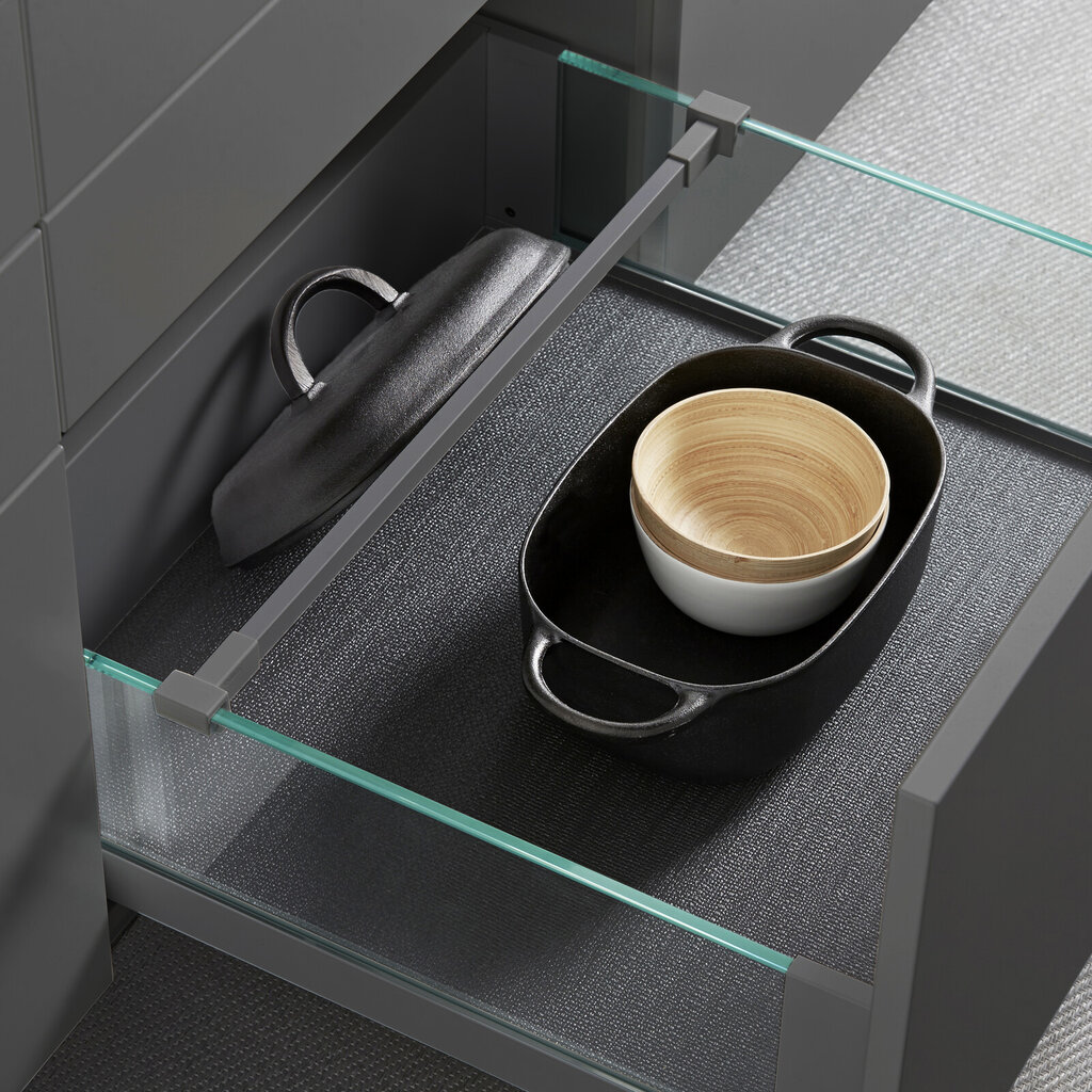 Skuffeavdeler for lokk i skuffe med glassider grå