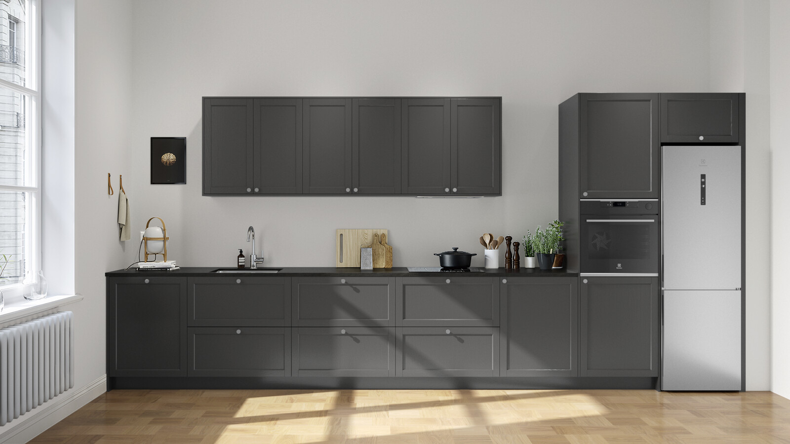 Gastro ask peppergrå