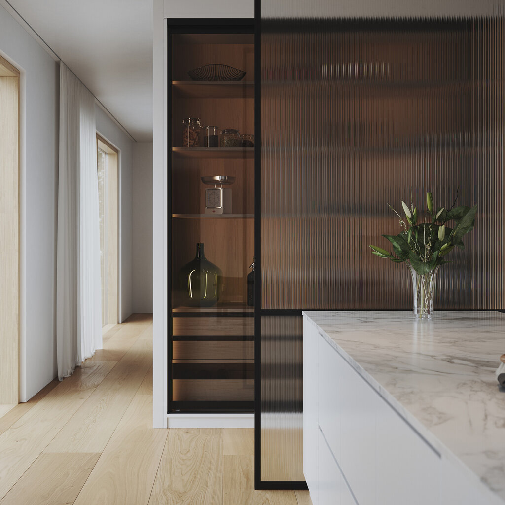 Garderobe romdelere Gallery svart linjeglass