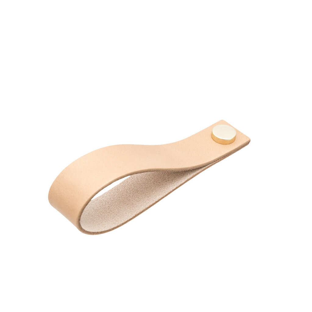 Håndklehenger lær natur messing handhlnm Håndklehenger lær natur messing handhlnm