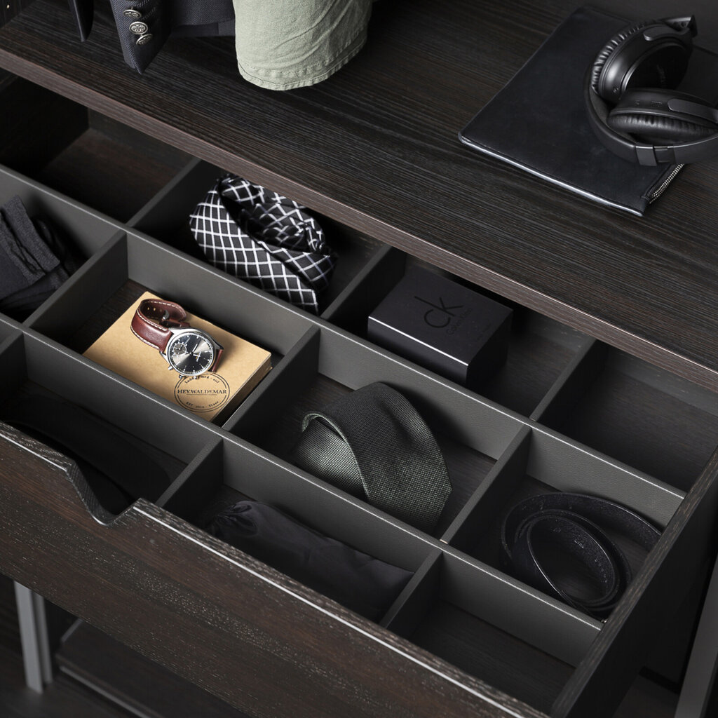 Garderobeinnredning skuffeinndeling 12 røkt eik Garderobeinnredning skuffeinndeling 12 røkt eik