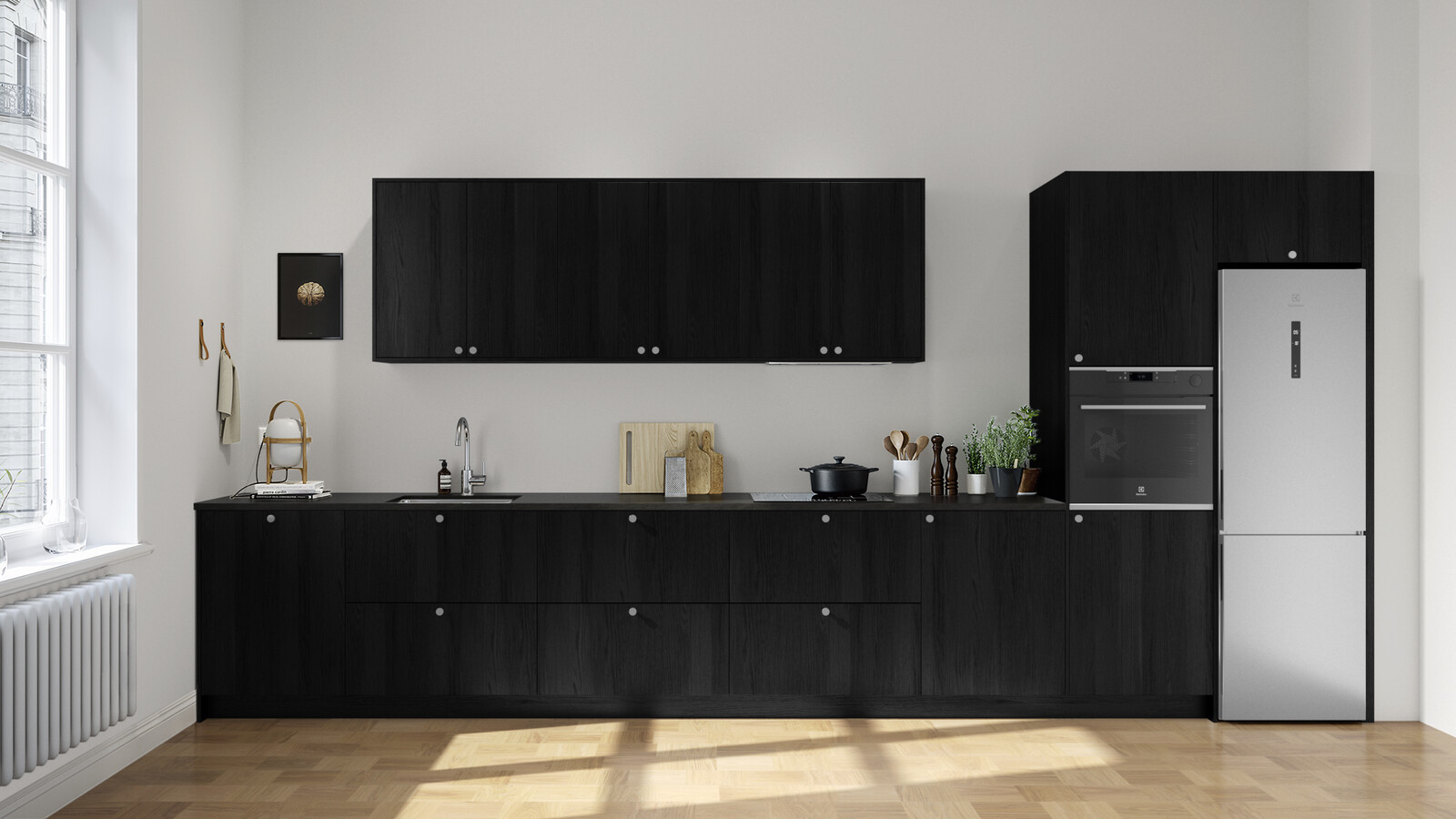 Wood eik svartbeiset rett kjøkken Wood eik svartbeiset rett kjøkken