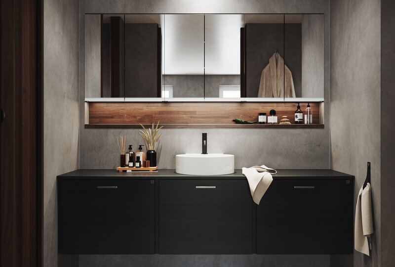 Baderominspirasjon Bright eik svart Baderominspirasjon Bright eik svart