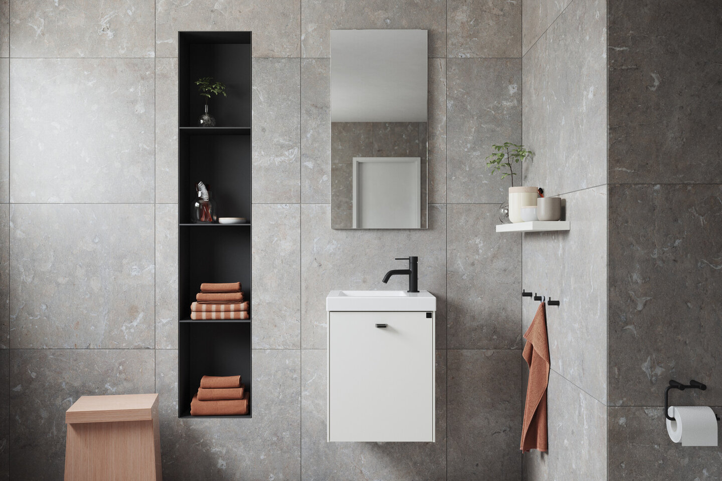 Baderominspirasjon Compact linnehvit